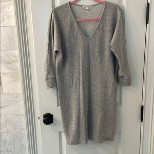 James Perse Gray V-Neck Sweater Dress